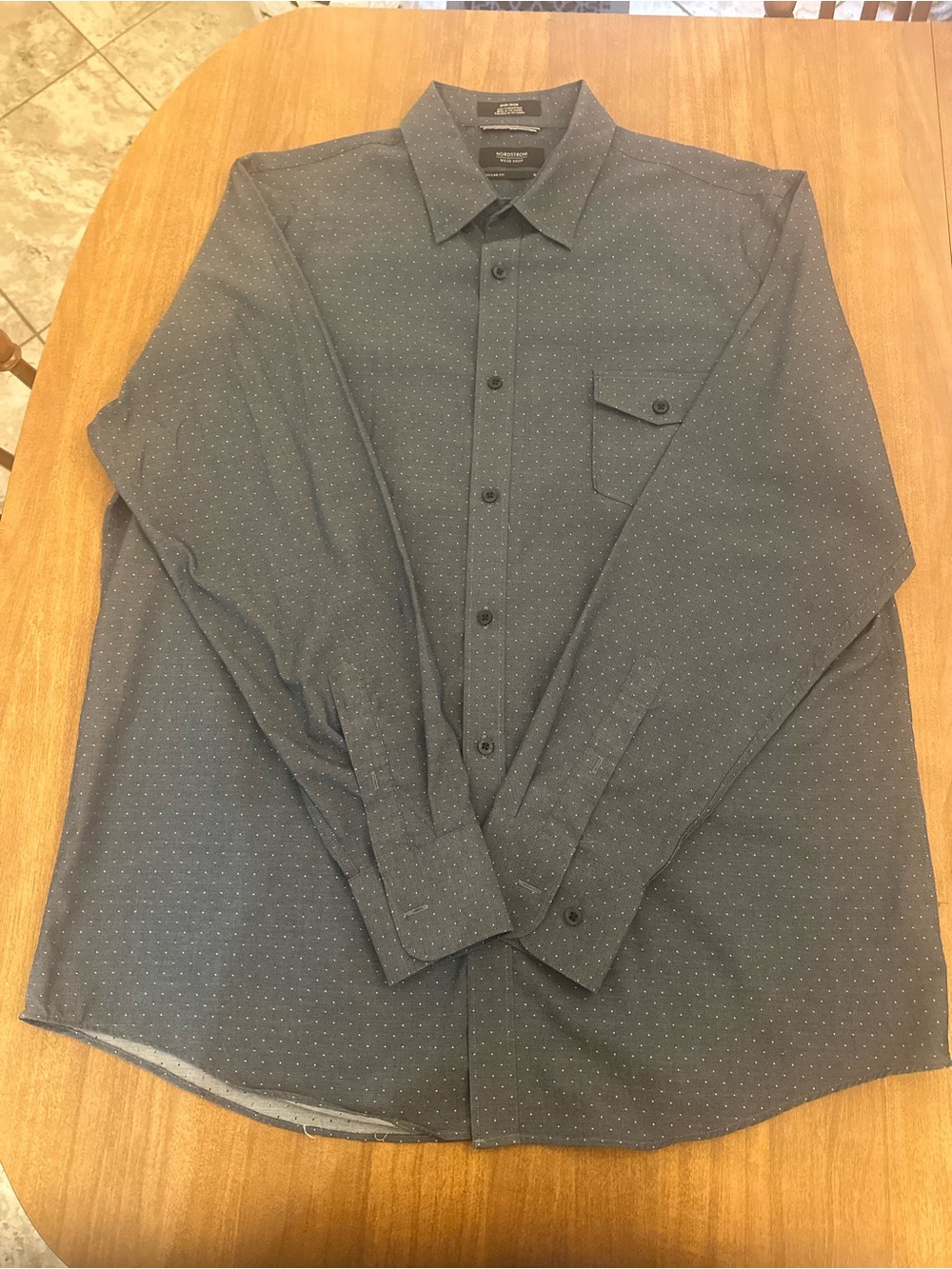 Nordstrom Men's Gray Pin Dot Long-Sleeve Dress Shirt